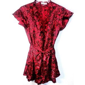 Vintage Cinema Etoile Red Lingerie Medium Nighty Chemise boudoir Sexy Set W/Robe